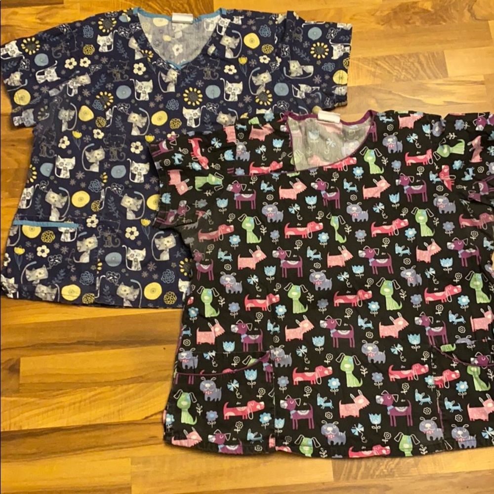 Two Cat and Dog Scrub Tops